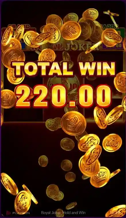 Royal Joker: Hold and Win na zakładzie 1.00 z symbolami śliwek, wiśni, pomarańczy i dzwonków